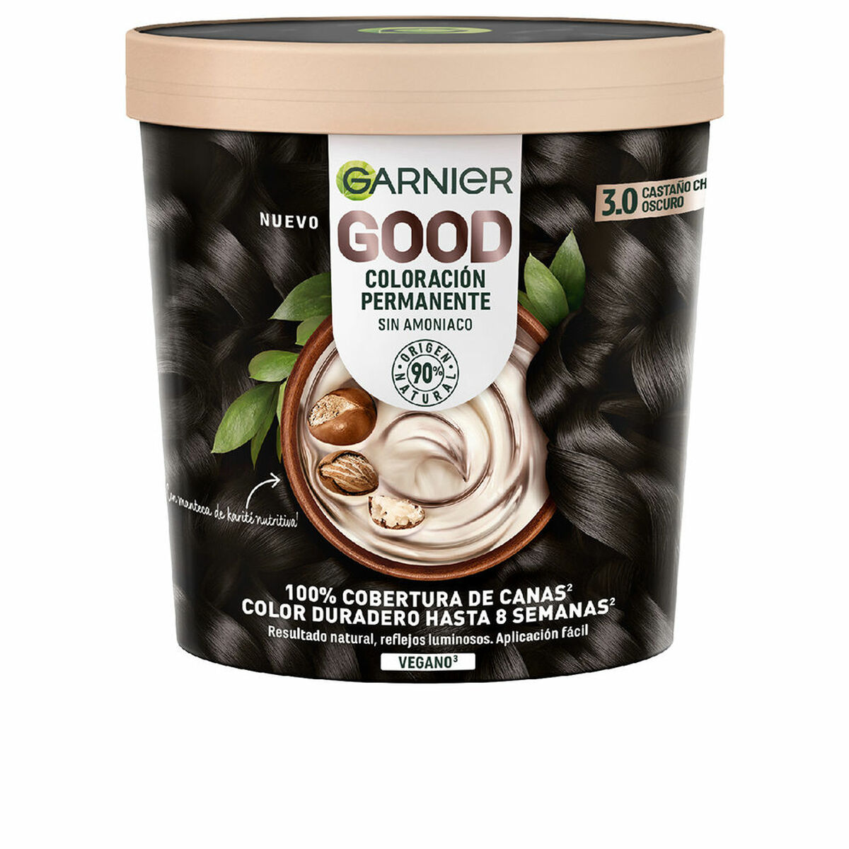 Permanent färg Garnier Good Mörkbrunt Nº 3.0 Nº 3.0 Castano Oscuro 217 ml (1 antal)