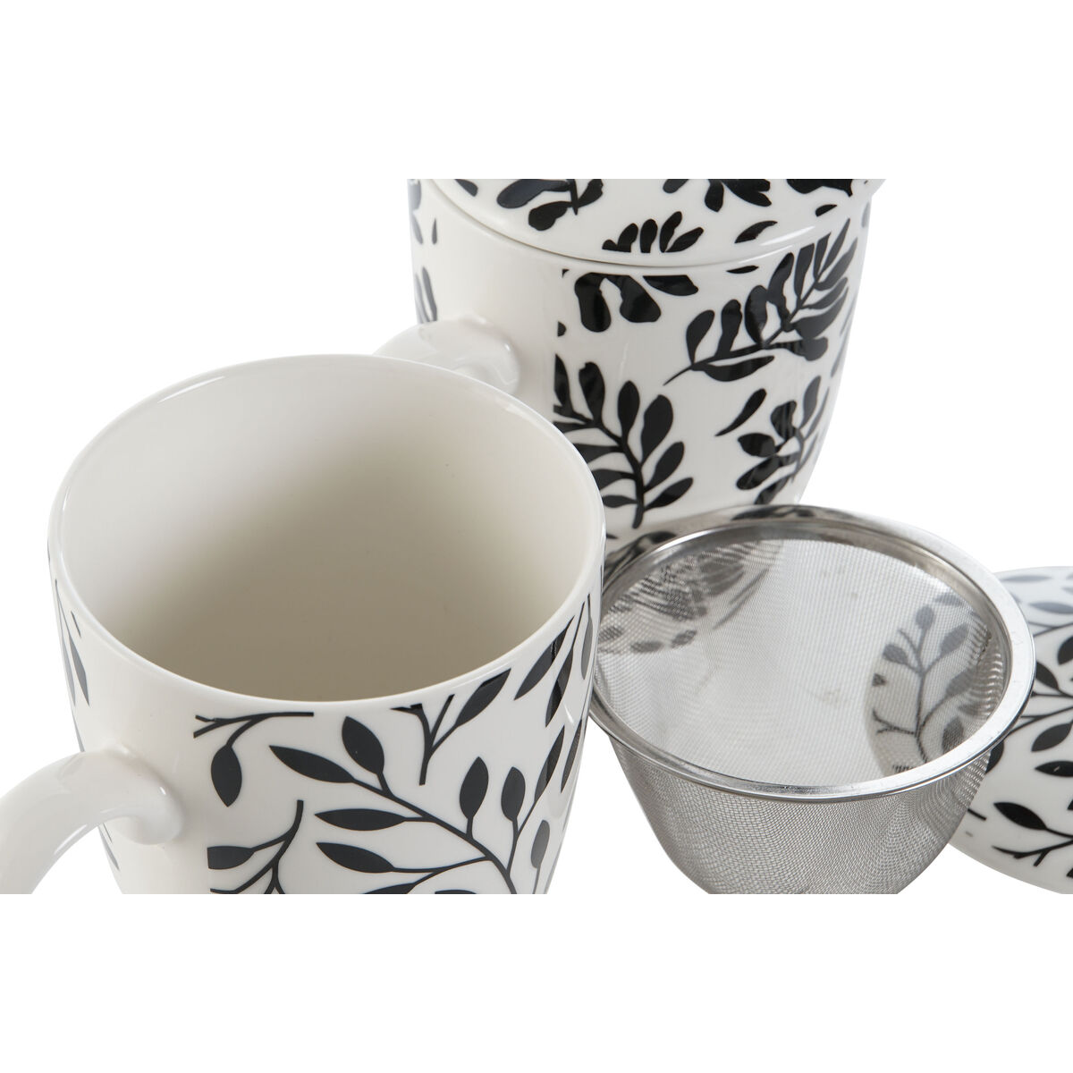 Kopp med filter för örtteer Home ESPRIT Blå Vit Svart Modern 340 ml (2 antal) - 3