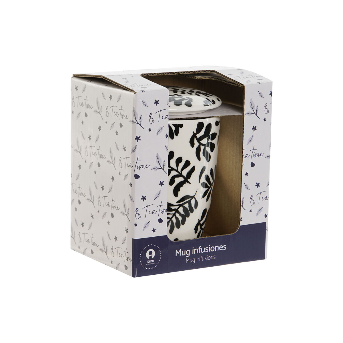 Kopp med filter för örtteer Home ESPRIT Blå Vit Svart Modern 340 ml (2 antal) - 4