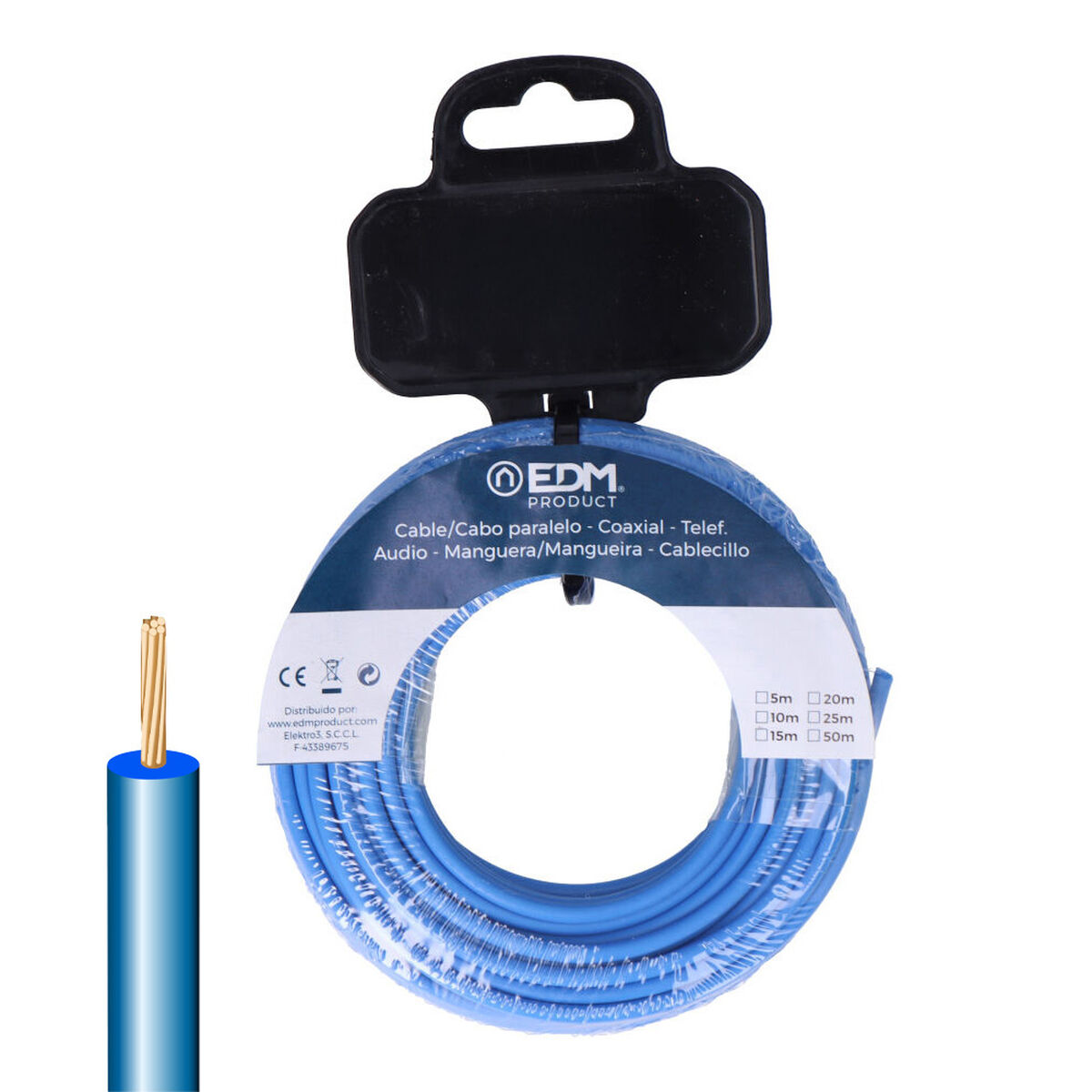 Enkärnig elkabel EDM 28574 Blå 5 m h07z1-k