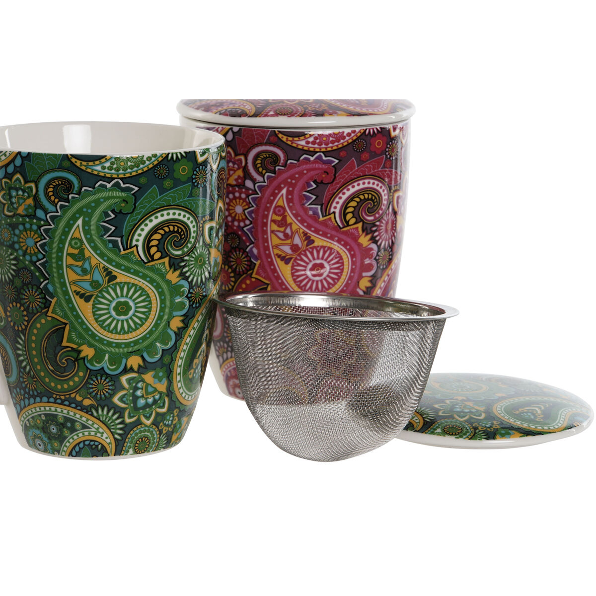Kopp med filter för örtteer Home ESPRIT Grön Turkos Rödbrun Lila Modern 340 ml (2 antal) - 2