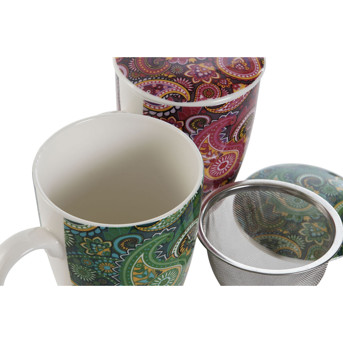 Kopp med filter för örtteer Home ESPRIT Grön Turkos Rödbrun Lila Modern 340 ml (2 antal) - 3