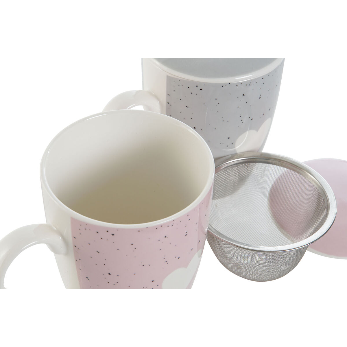 Kopp med filter för örtteer Home ESPRIT Grå Rosa 340 ml (2 antal) - 3