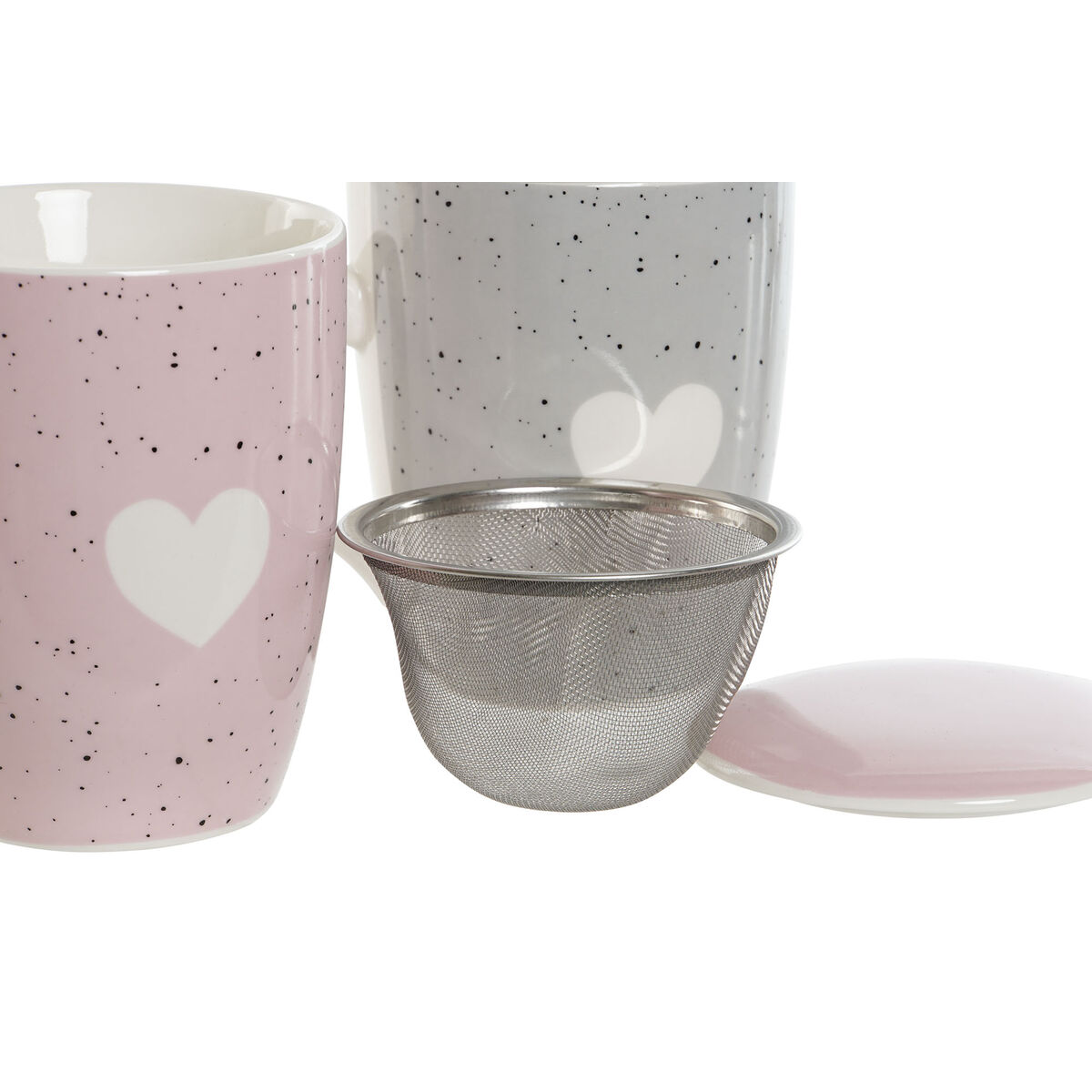 Kopp med filter för örtteer Home ESPRIT Grå Rosa 340 ml (2 antal) - 2