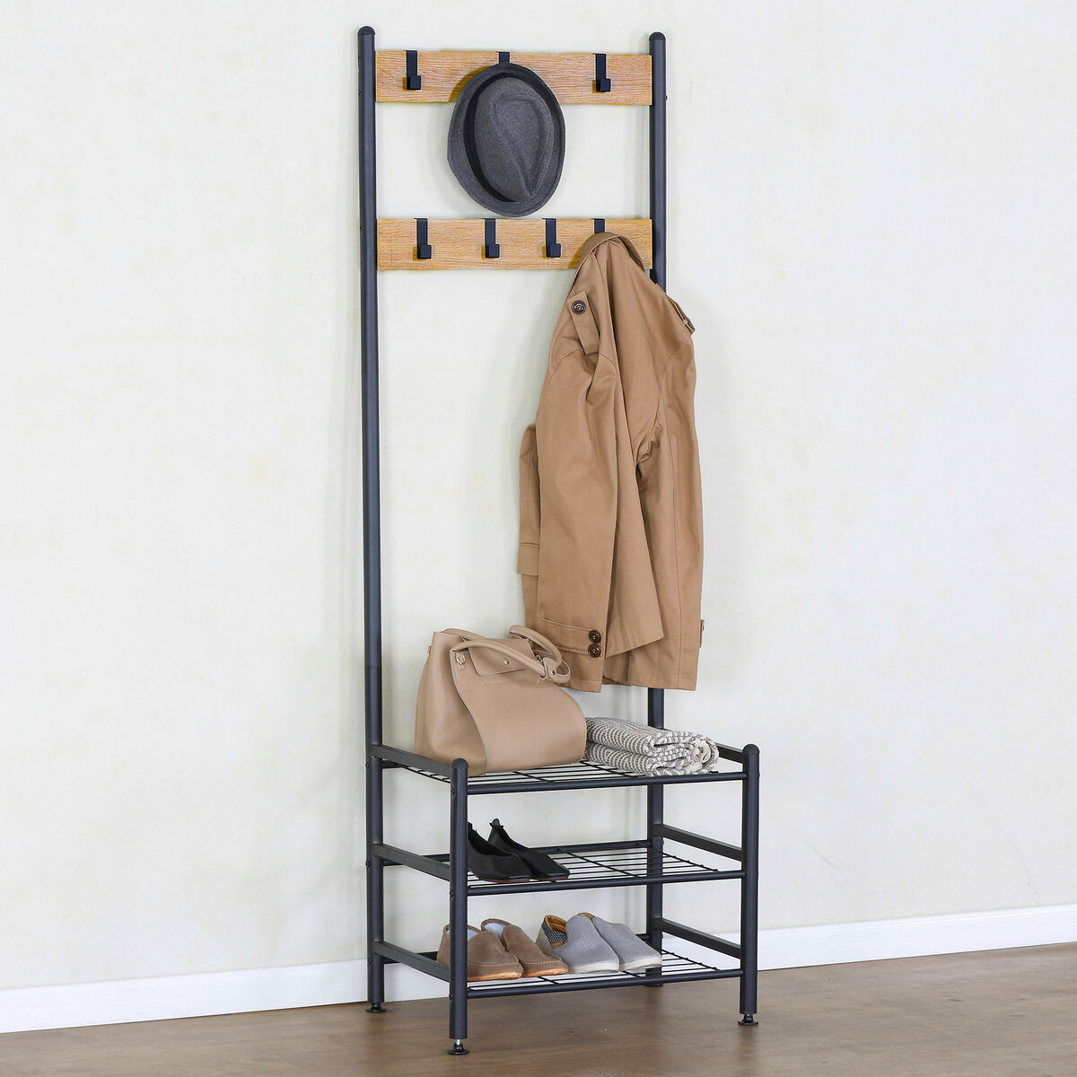 Klädhängare med hylla Max Home Stål Melamin spånskiva Minimalistisk 60 x 175 x 40 cm - 2