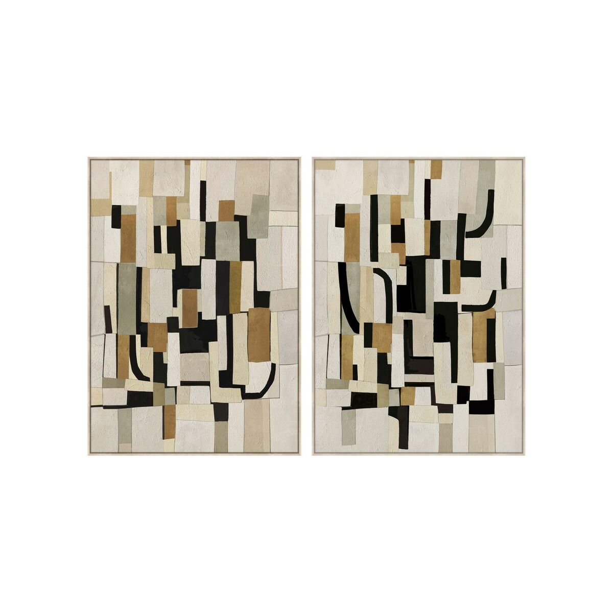 Kanvas Home ESPRIT Vit Svart Abstrakt Urban 100 x 4 x 140 cm (2 antal)