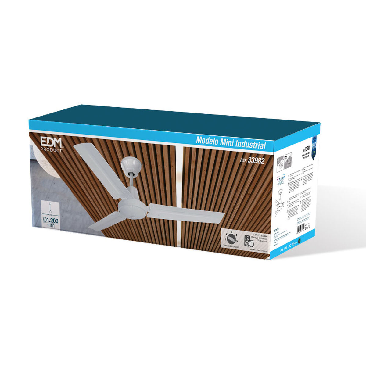 Takfläkt EDM 33982 Vit 60 W Ø 120 cm Mini industriell - 7