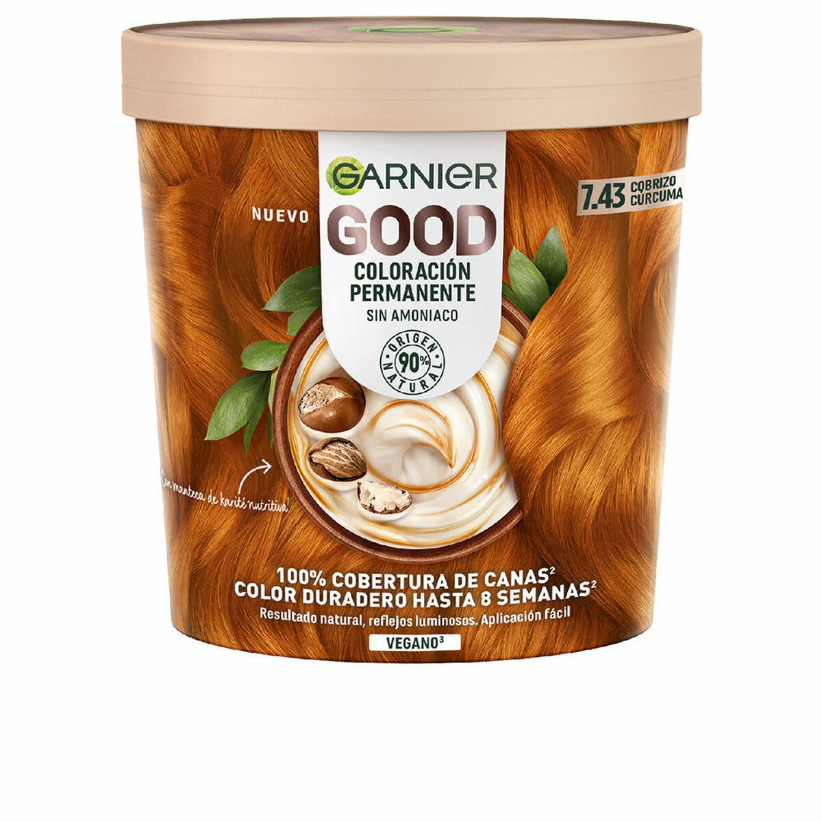 Permanent hårfäg Garnier Good Nº 7.43 Cobrizo Cúrcuma 217 ml