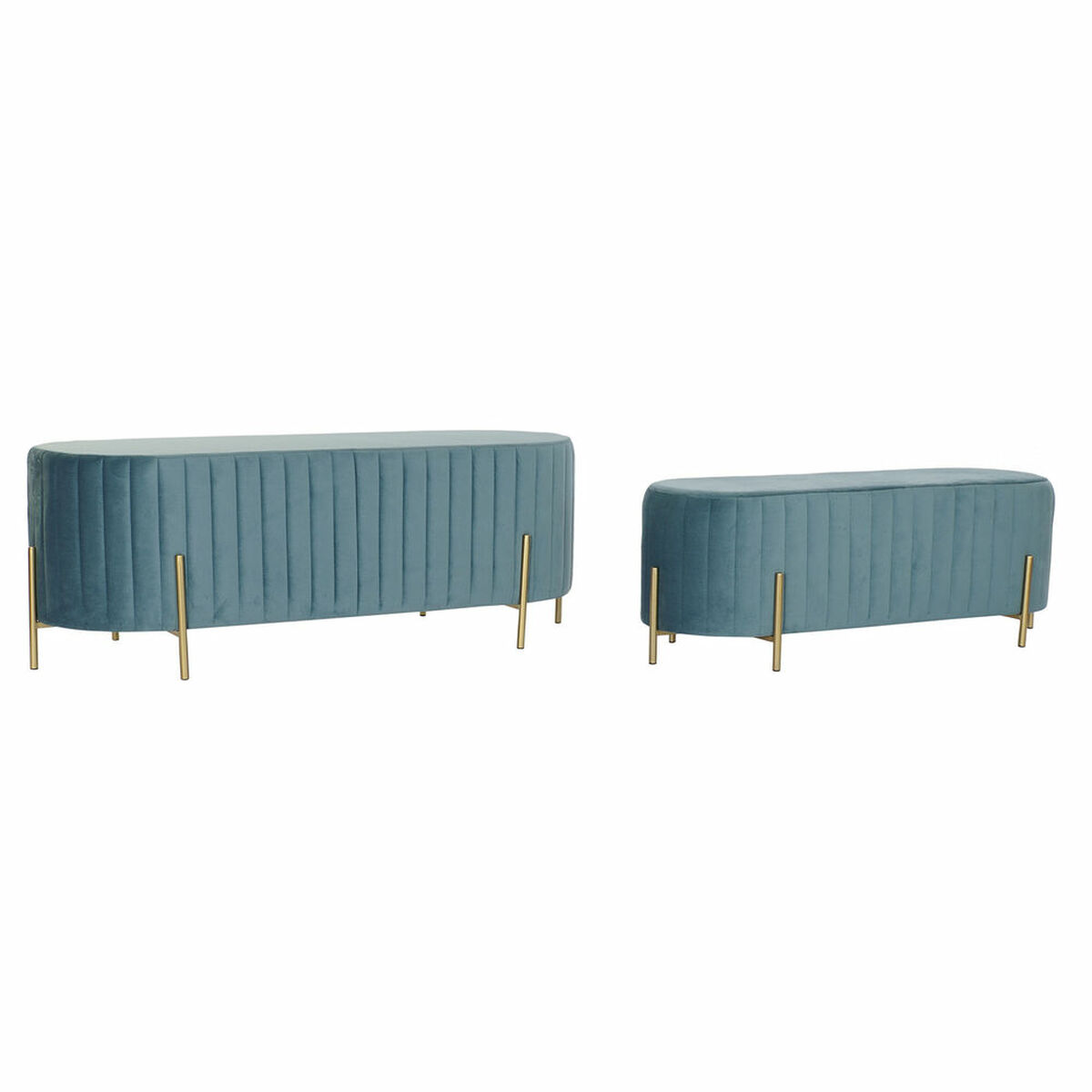 Sittpall DKD Home Decor   Blå Gyllene Metall Polyester Sammet (123 x 50 x 45 cm)