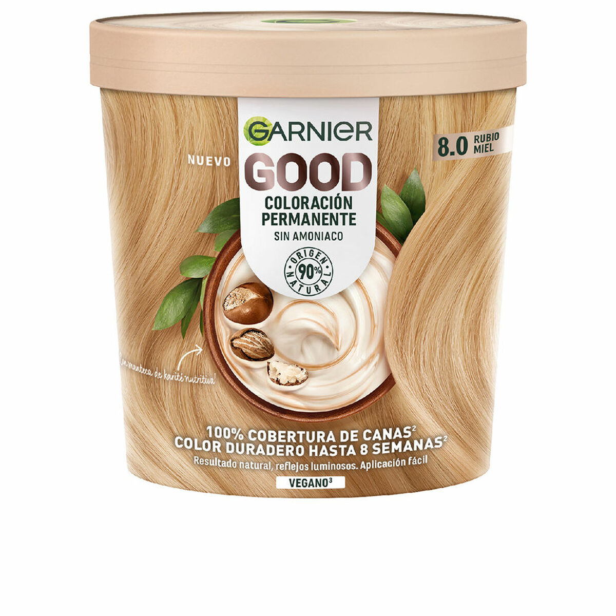 Permanent färg Garnier Good Nº 8.0 Blont Nº 8.0 Rubio Miel 217 ml (1 antal)