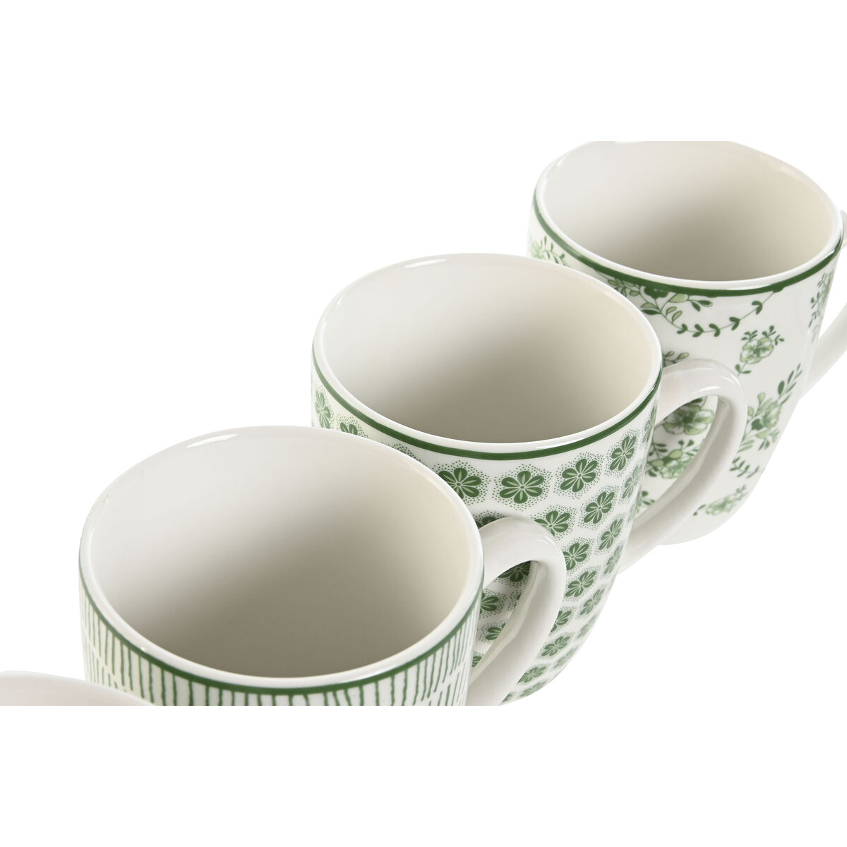 Set med 4 muggar Home ESPRIT Vit Grön Porslin 340 ml - 3