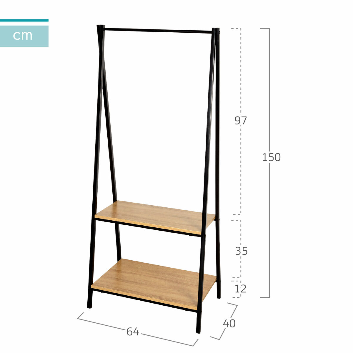 Klädhängare med hylla Max Home Stål Melamin spånskiva Minimalistisk 64 x 150 x 40 cm - 4