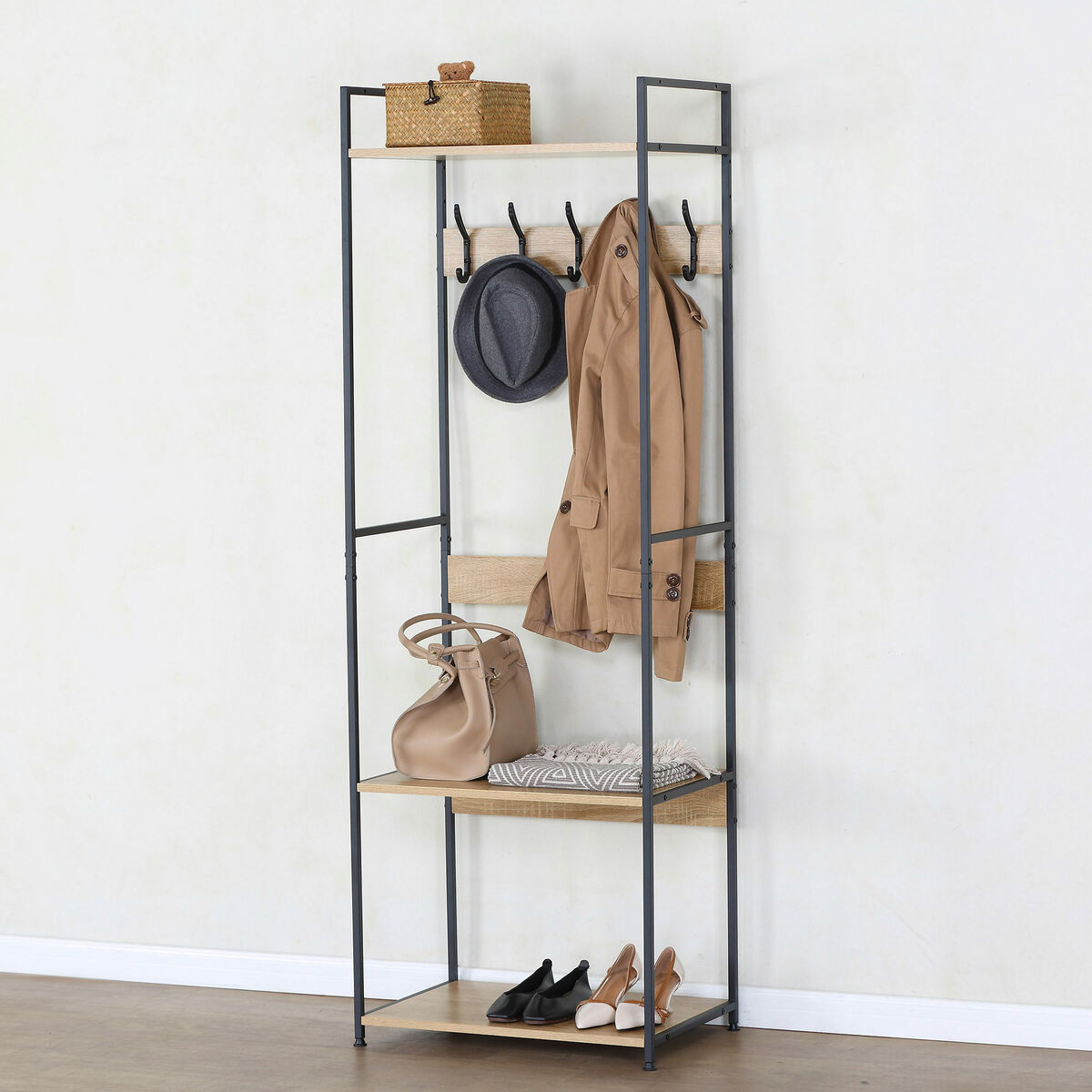 Klädhängare med hylla Max Home Stål Melamin spånskiva Minimalistisk 60 x 175 x 40 cm - 2