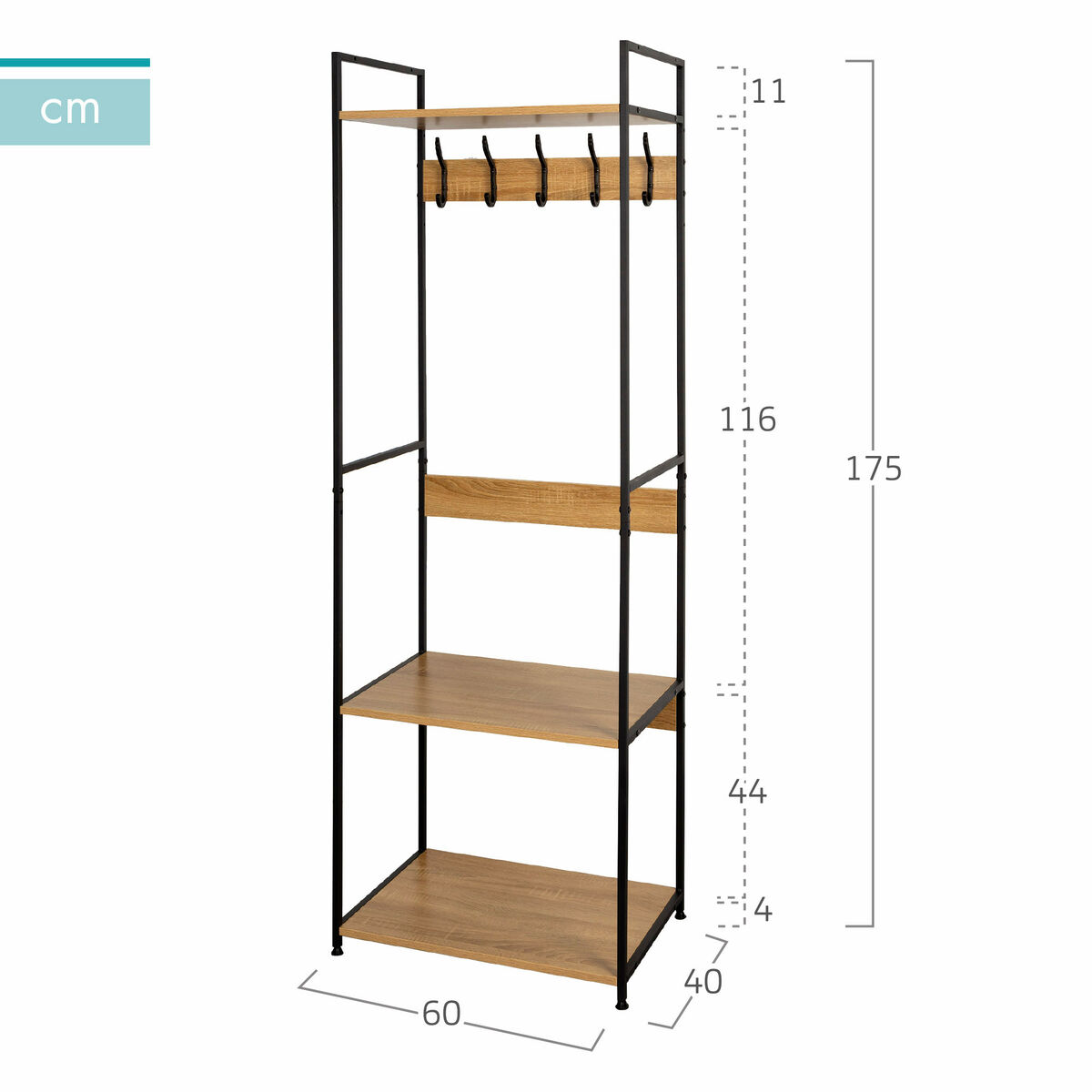 Klädhängare med hylla Max Home Stål Melamin spånskiva Minimalistisk 60 x 175 x 40 cm - 4