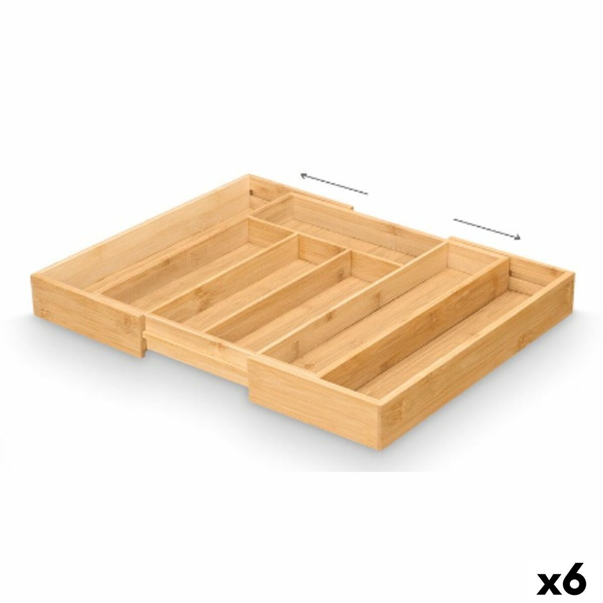 Besticks-sortering Kinvara Naturell Bambu 47,5 x 5 x 36 cm Hopfällbar (6 antal)
