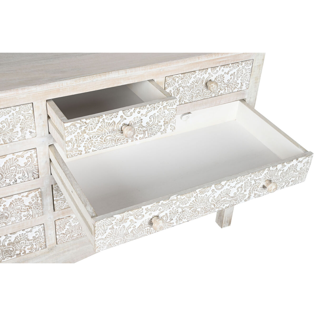 Kommod Home ESPRIT Vit Naturell Mangoträ Trä MDF 145 x 41 x 75 cm - 4