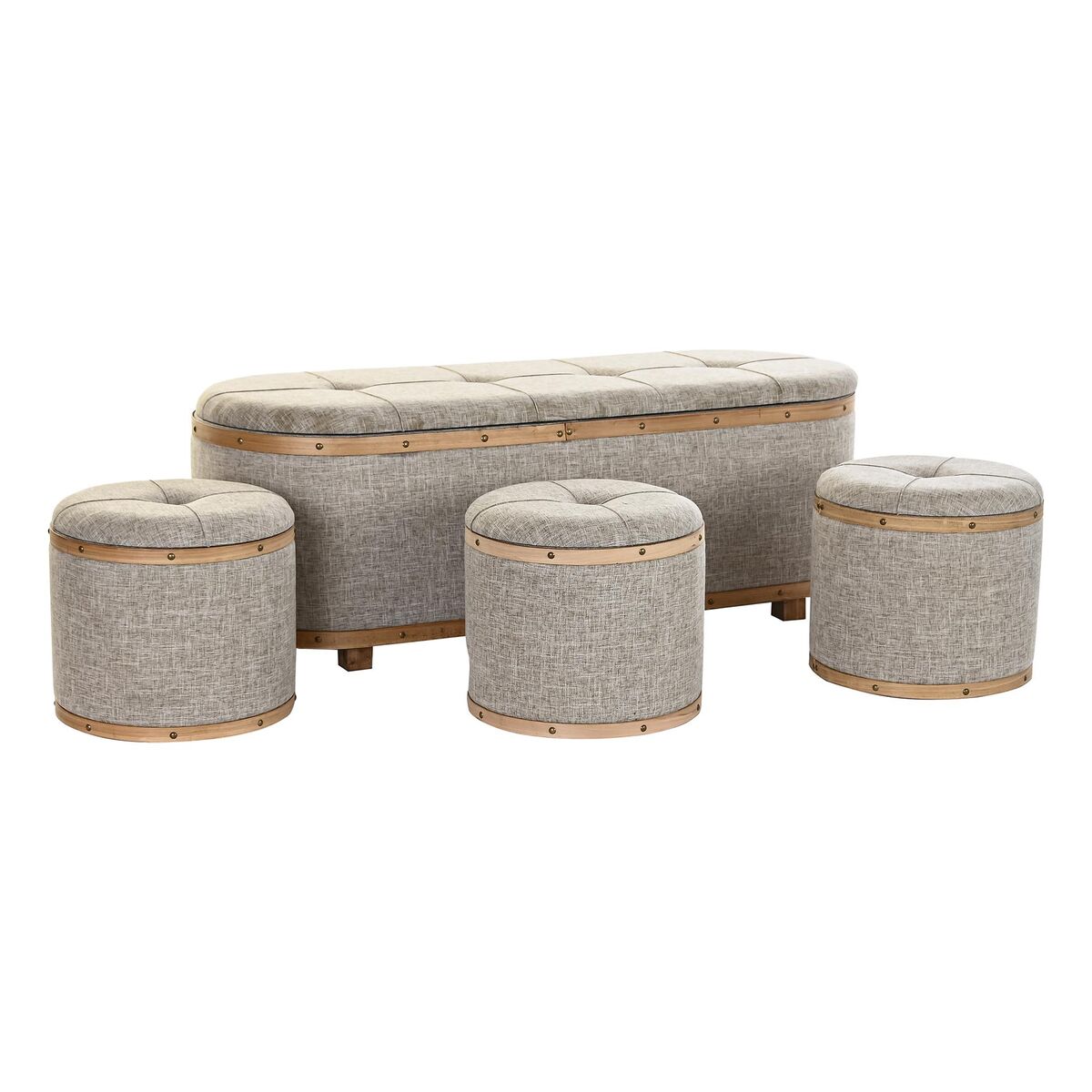 Sittpall DKD Home Decor   Beige Naturell Trä Metall Plast 30 x 40 cm 120 x 44 x 43 cm