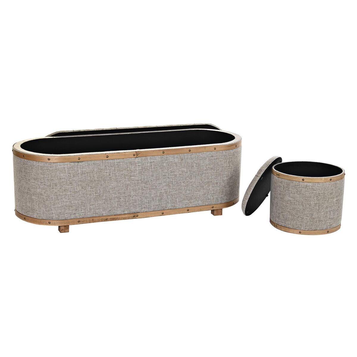 Sittpall DKD Home Decor   Beige Naturell Trä Metall Plast 30 x 40 cm 120 x 44 x 43 cm - 10