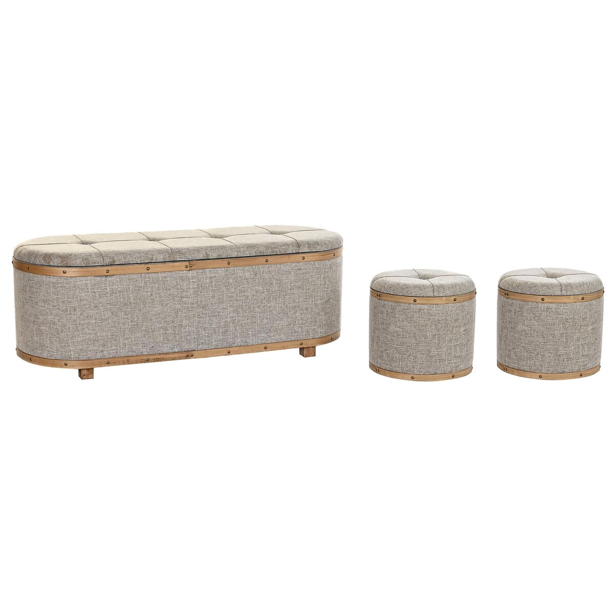 Sittpall DKD Home Decor   Beige Naturell Trä Metall Plast 30 x 40 cm 120 x 44 x 43 cm - 2