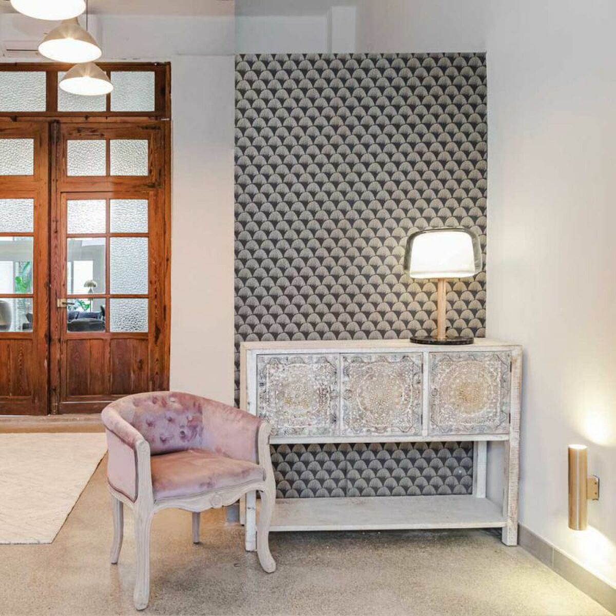 Skänk Alexandra House Living Blå Granträ Trä MDF 35 x 90 x 125 cm - 2