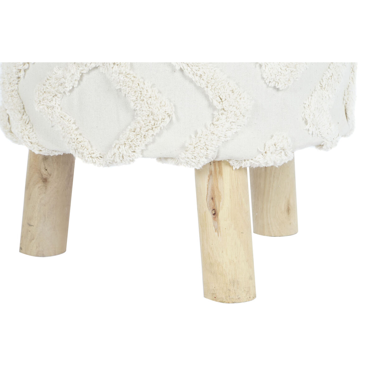 Fotpall DKD Home Decor Vit Brun Eukalyptus trä 40 x 40 x 40 cm - 2