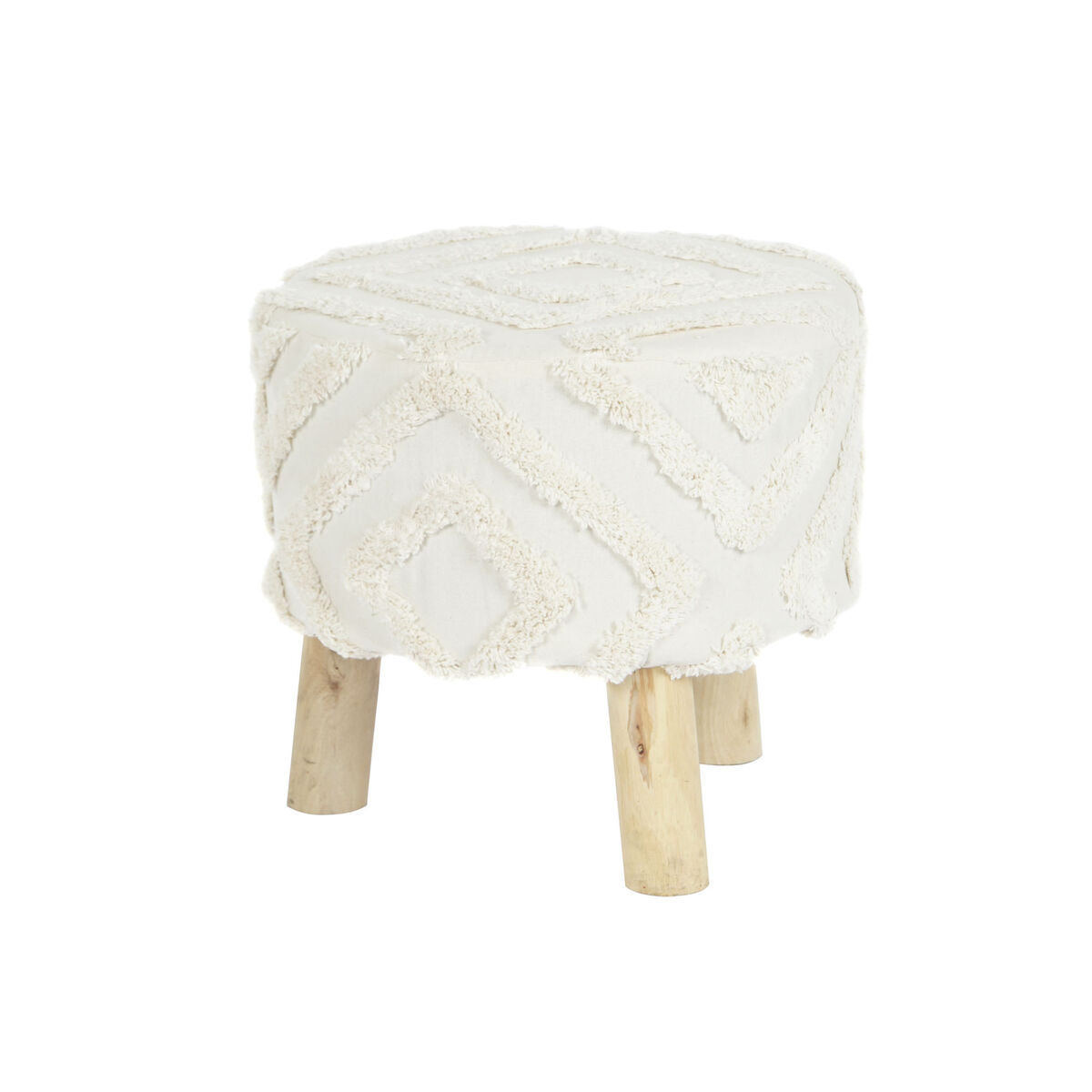 Fotpall DKD Home Decor Vit Brun Eukalyptus trä 40 x 40 x 40 cm