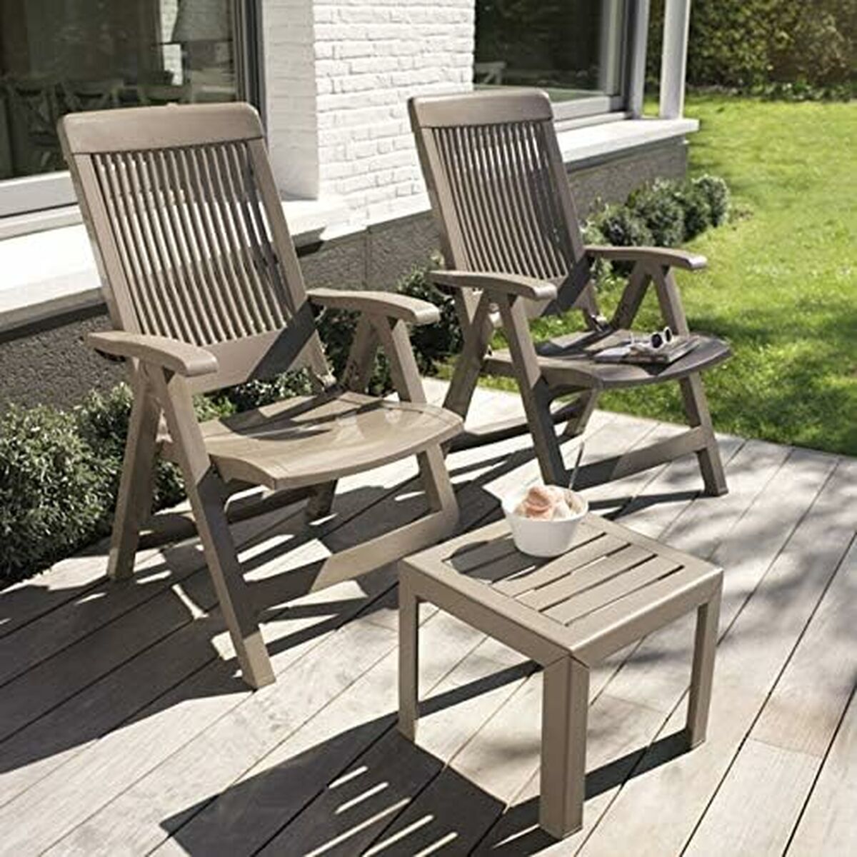 Sidobord Grosfillex Beige-brun (taupe) Harts Plast 40 x 40 x 35 cm - 2