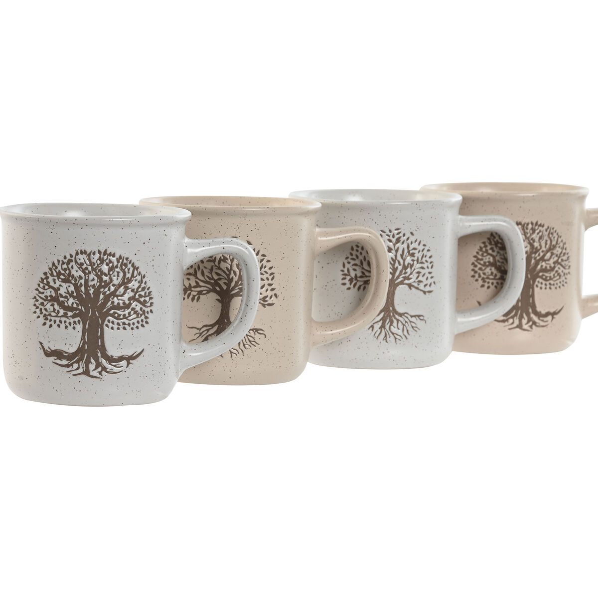Mugg Home ESPRIT Vit Beige Traditionell Livets träd 330 ml (4 antal) - 2