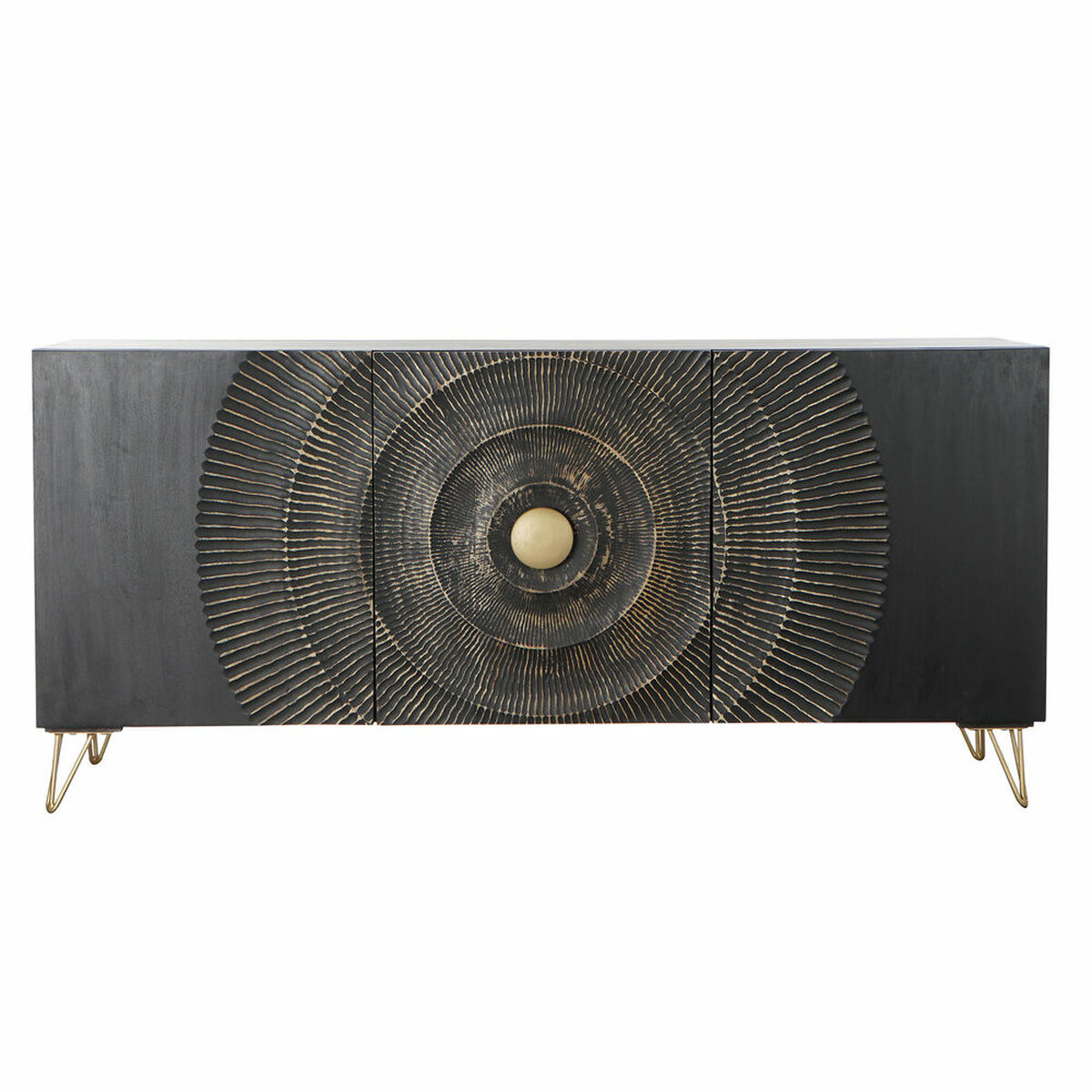 Skänk DKD Home Decor Svart Multicolour Gyllene Metall Mangoträ 160 x 45 x 75 cm
