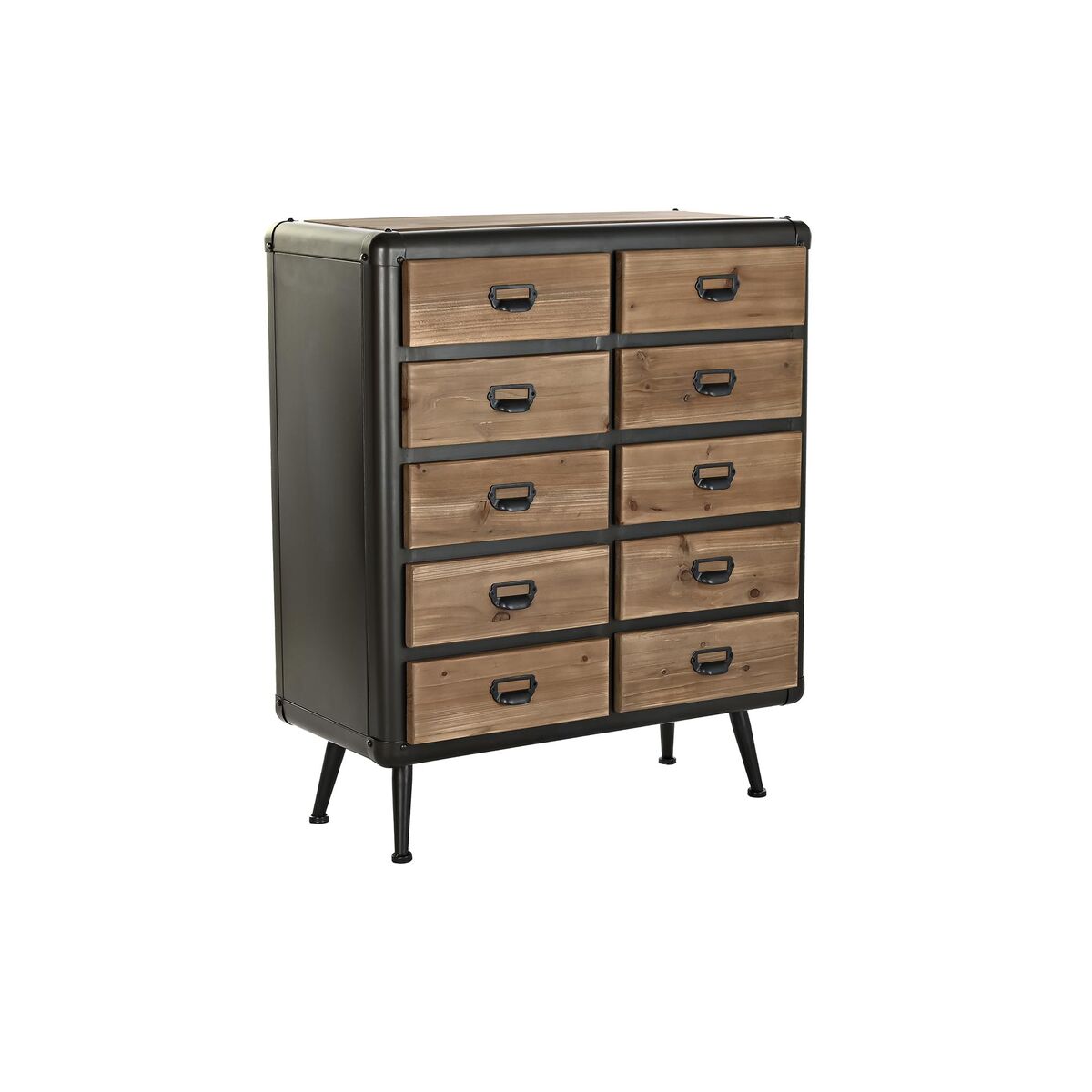 Byrå DKD Home Decor Gran Svart Metall Brun (80 x 40 x 95 cm)