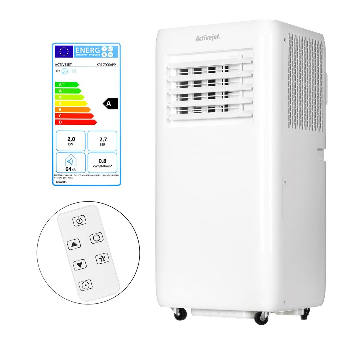 Bärbar Luftkonditionering Activejet KPS-7000APP Vit A 2000 W - 3