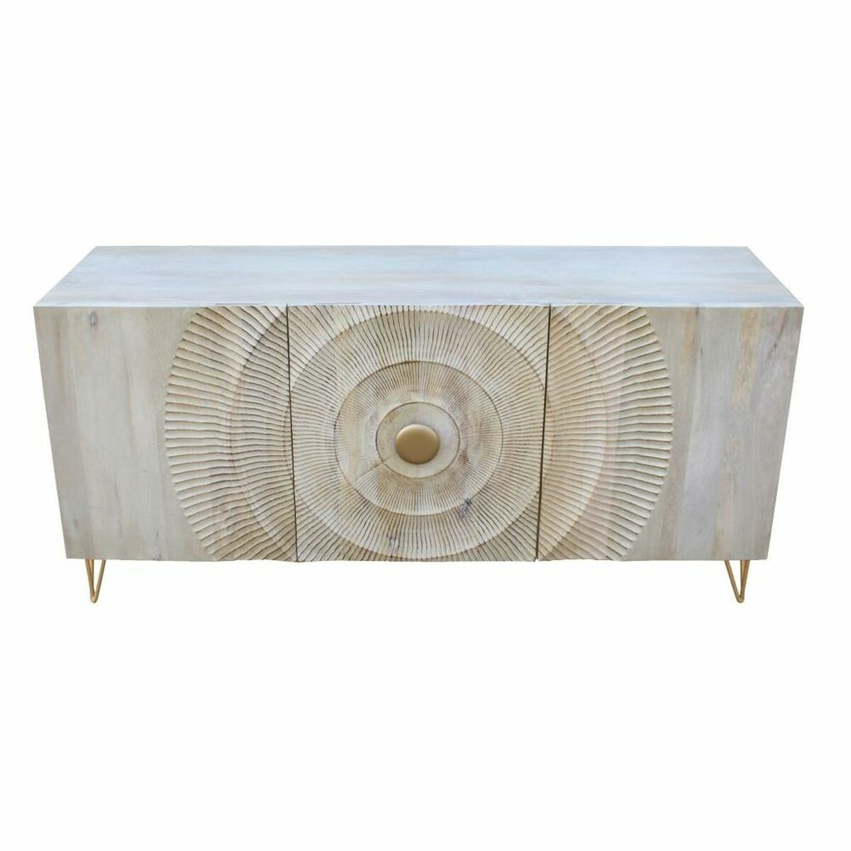 Skänk DKD Home Decor 160 x 45 x 75 cm Gyllene Metall Vit Mangoträ