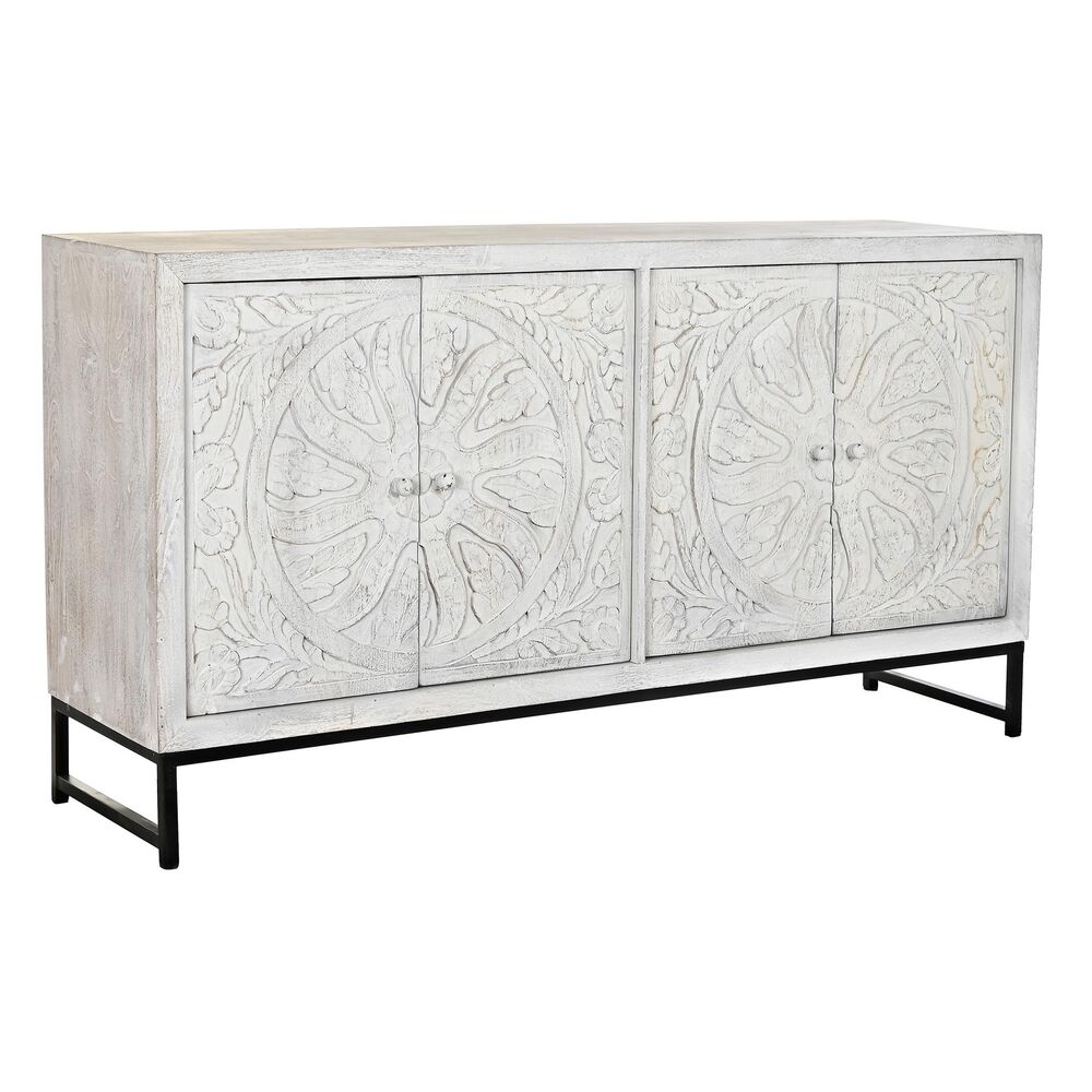 Skänk DKD Home Decor   Vit Metall Mangoträ 150 x 38 x 80 cm