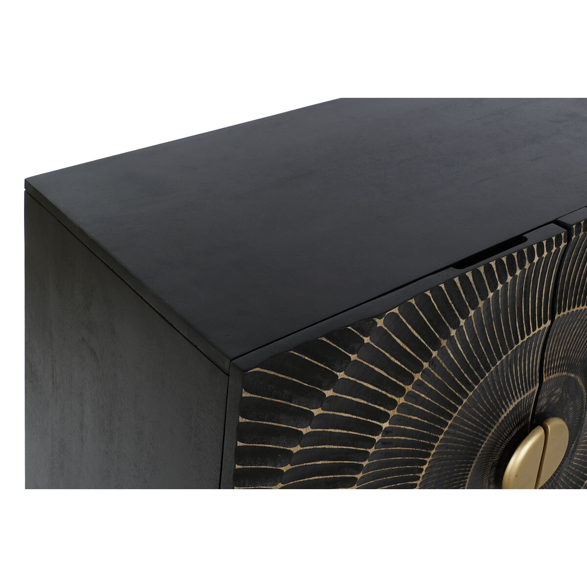 Skänk DKD Home Decor Svart Gyllene Metall Mangoträ 81 x 45 x 75 cm - 7