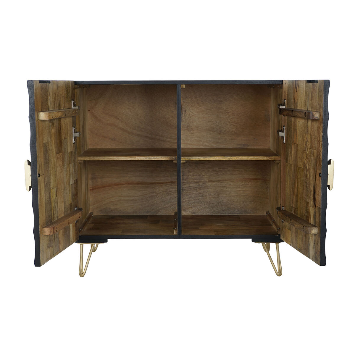 Skänk DKD Home Decor Svart Gyllene Metall Mangoträ 81 x 45 x 75 cm - 4