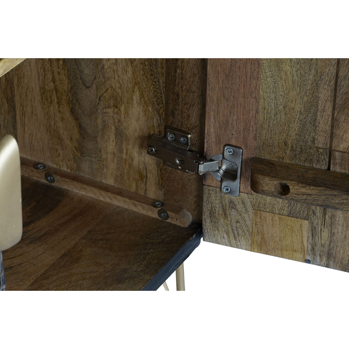 Skänk DKD Home Decor Svart Gyllene Metall Mangoträ 81 x 45 x 75 cm - 2