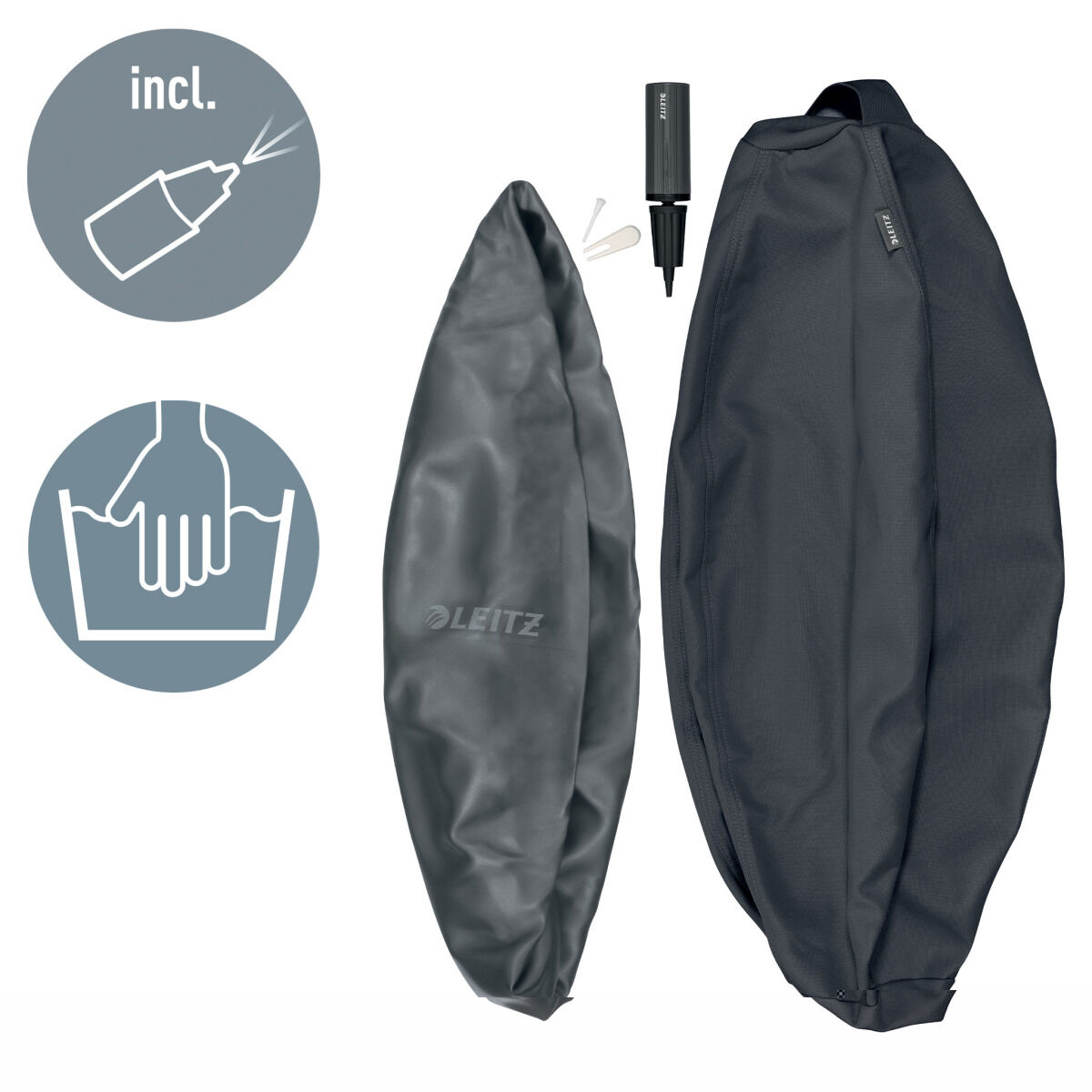 Uppblåsbar sits Leitz ["Ergo Active"] Mörkgrå - 6