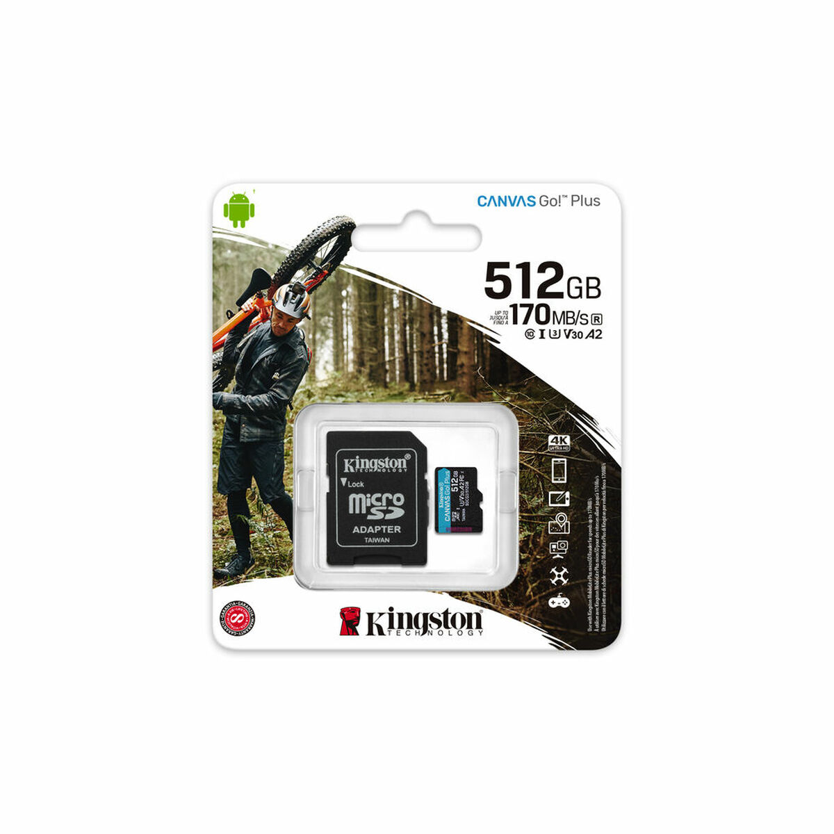 Micro-SD Minneskort med Adapter Kingston SDCG3/512GB Klass 10 UHS-I 512 GB - 3