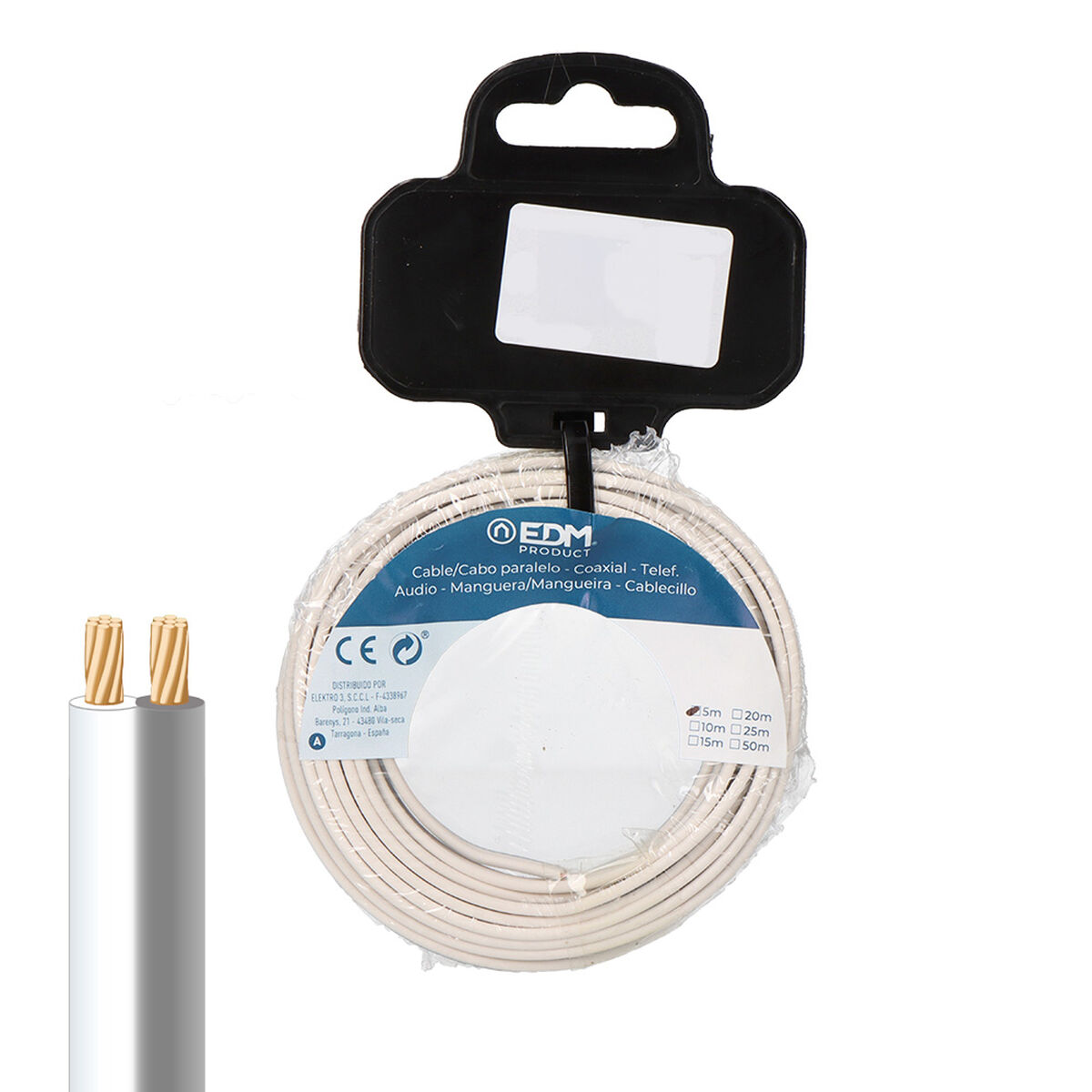 Parallellkabel EDM 28750 Vit/Grå 10 m Audio