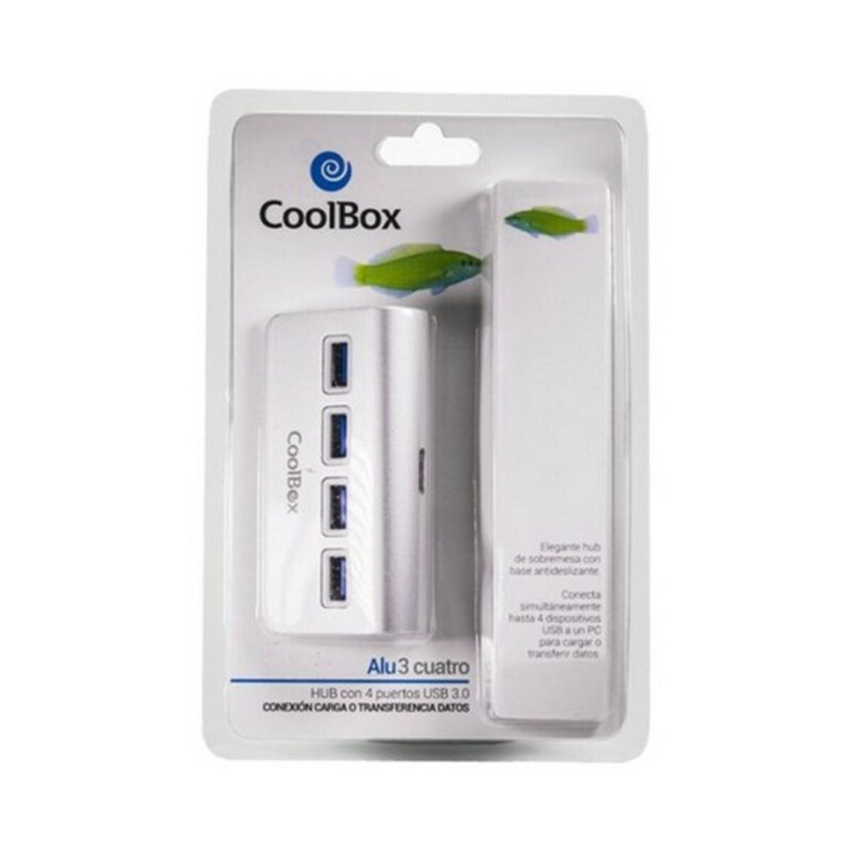 USB-HUB CoolBox COO-HU4ALU3 Silvrig Blå - 2