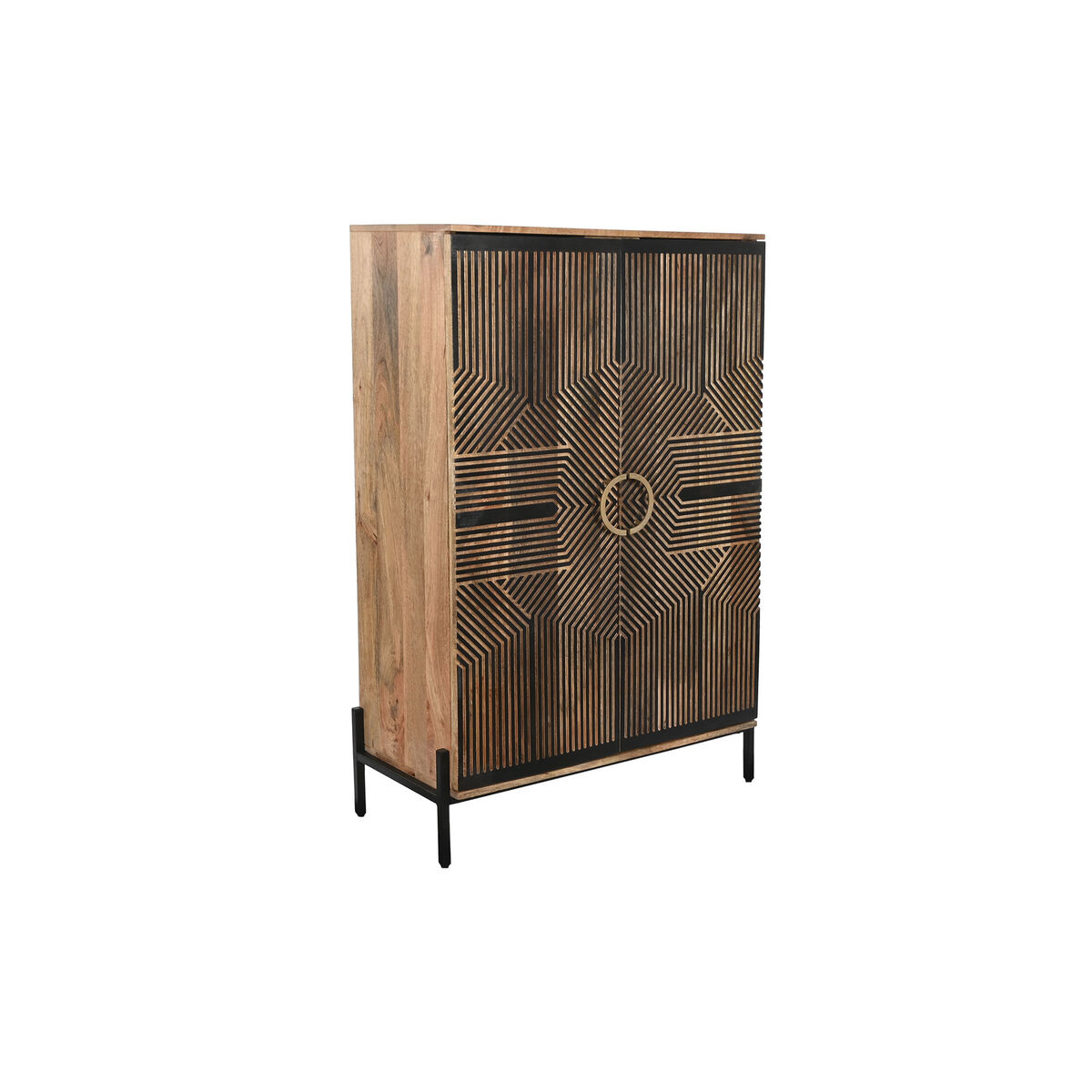 Skåp Home ESPRIT Svart Gyllene Naturell Trä 85 x 38 x 134 cm