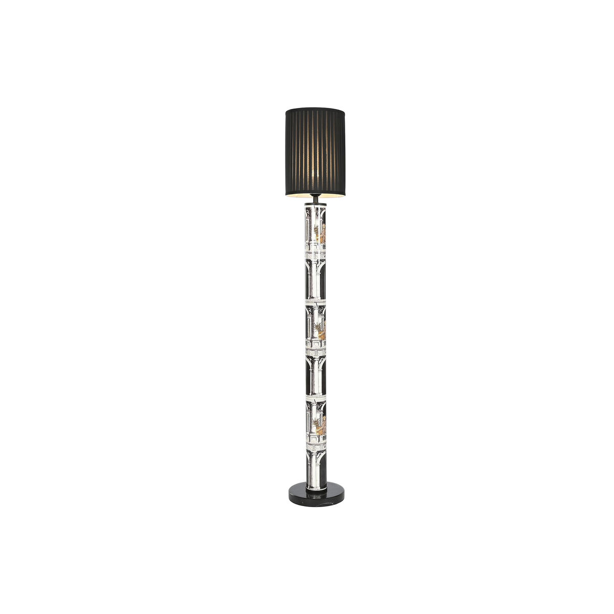 Golvlampa Home ESPRIT Vit Svart Gyllene Metall Porslin polypropen 25 x 25 x 166 cm
