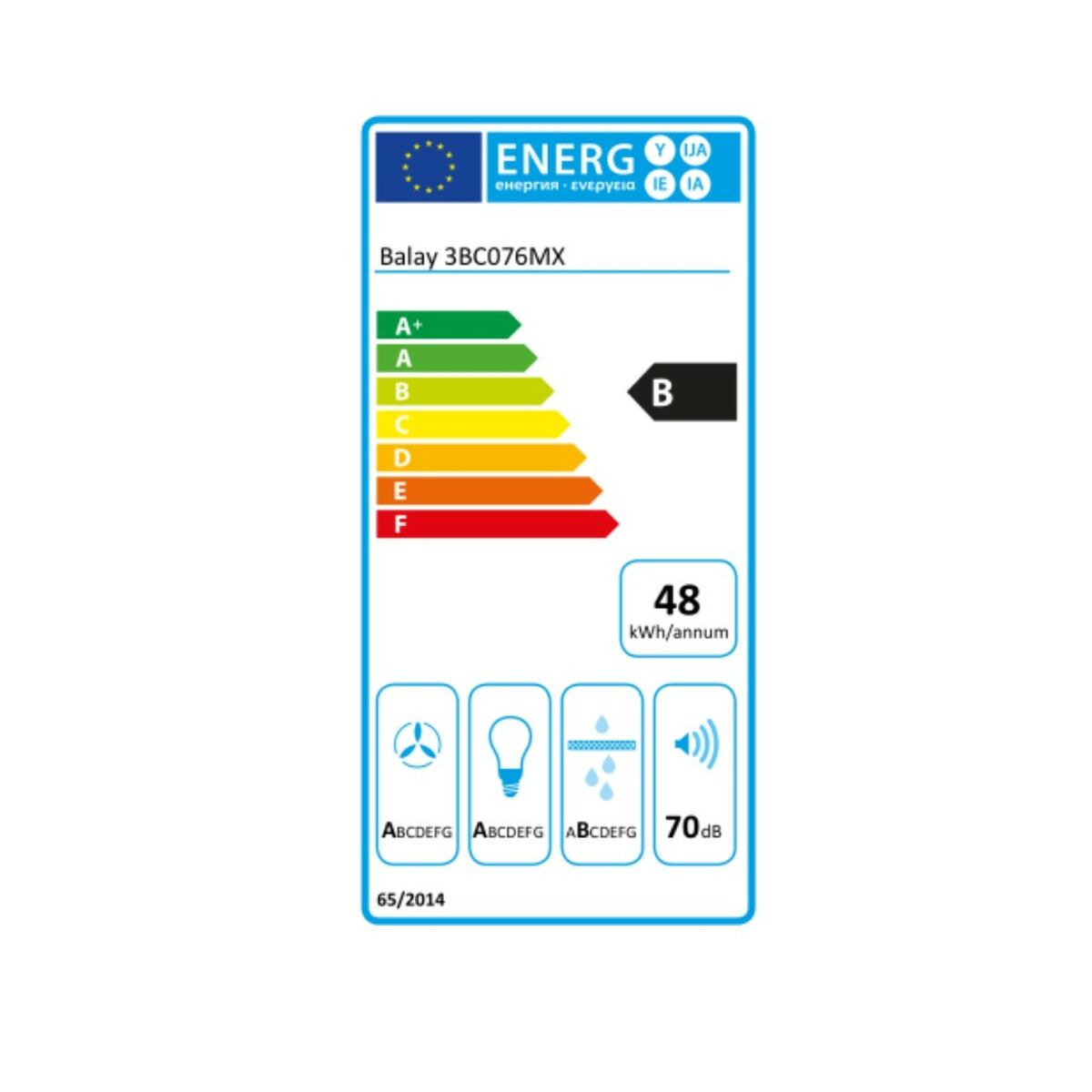 Konventionell fläkt Balay 3BC076MX 75 cm 590 m3/h 70 dB 220W Stål - 5