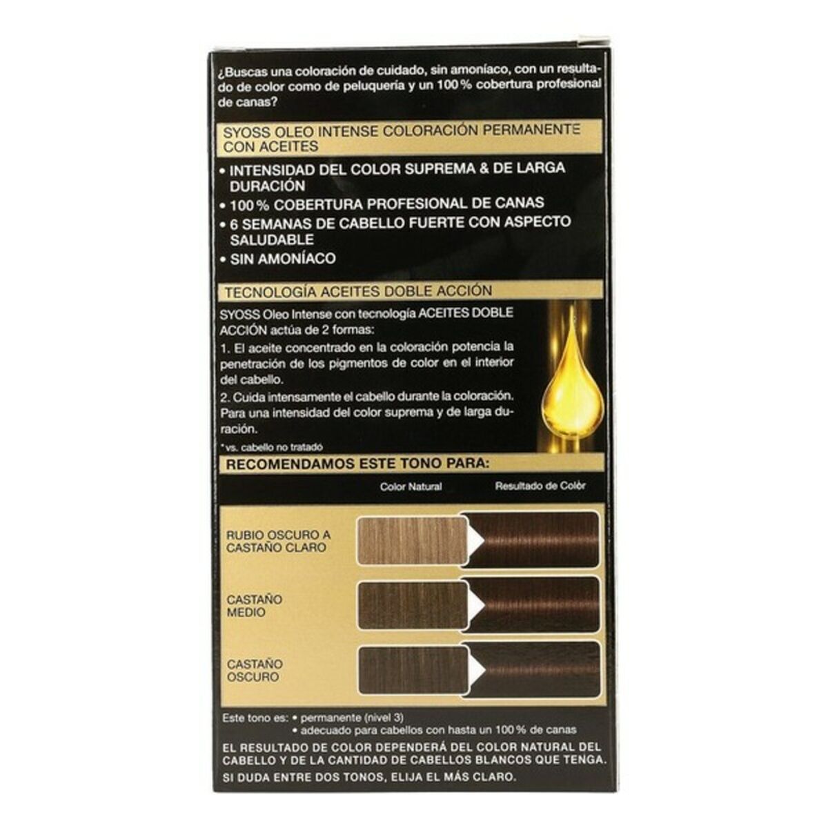 Permanent färg Syoss Olio Intense Kastanjebrun Nº 3,10 Platinablont Nº 3.10-Castano - 3