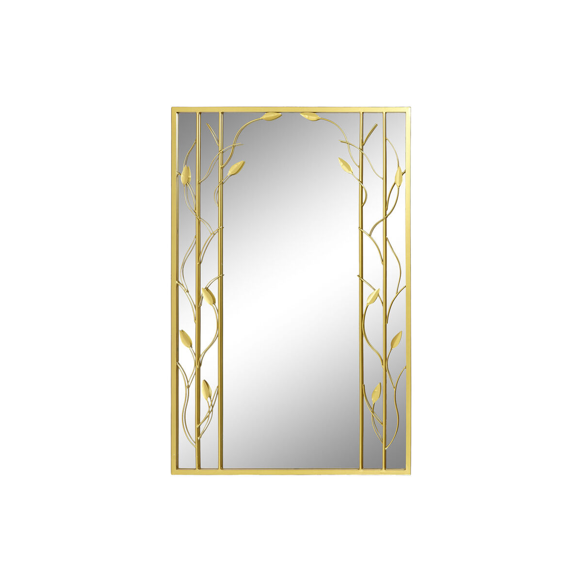 Väggspegel DKD Home Decor Speglar Gyllene Metall Löv av en växt (60 x 2 x 90 cm)