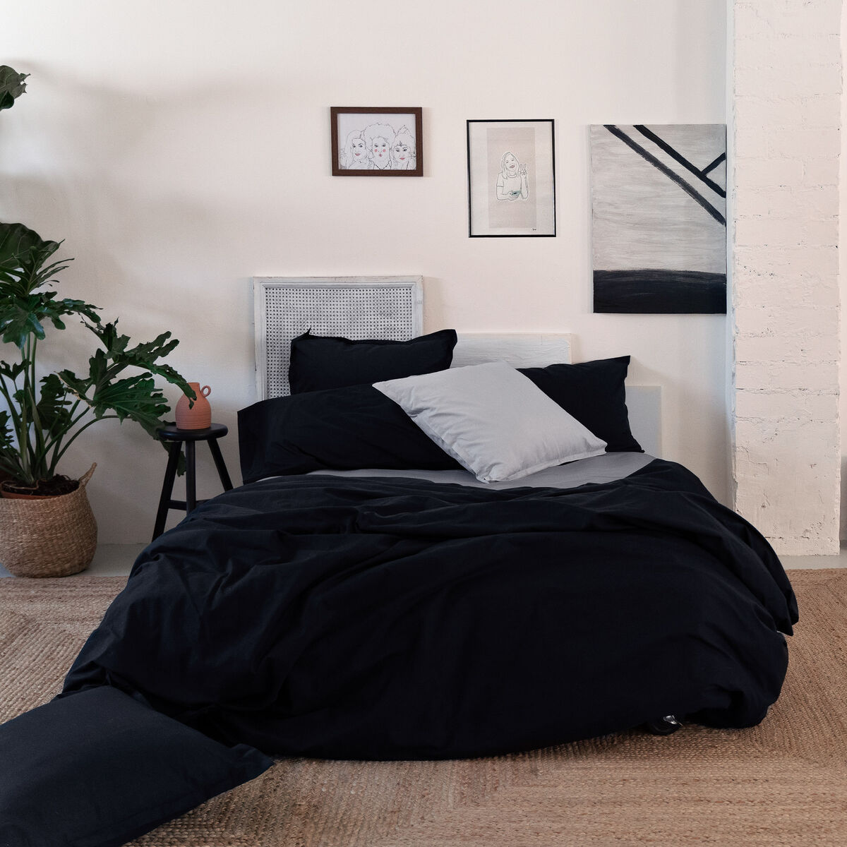 Påslakan HappyFriday BASIC Svart 260 x 240 cm - 2