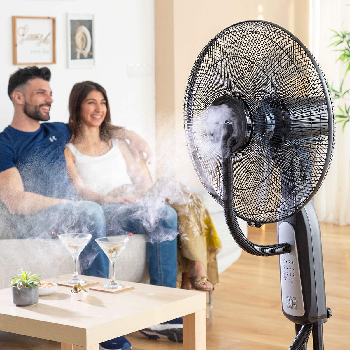 Golvfläkt med fjärrkontroll InnovaGoods Mistinn Svart 90 W 2,8 L - 14