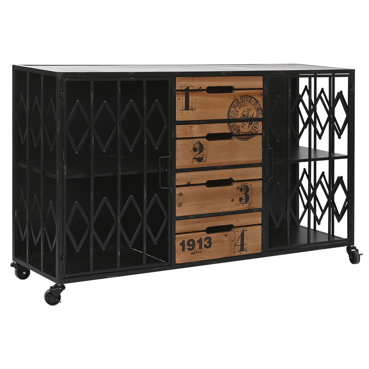 Byrå Home ESPRIT Brun Svart Metall Gran Loft 122,5 x 32,5 x 74 cm