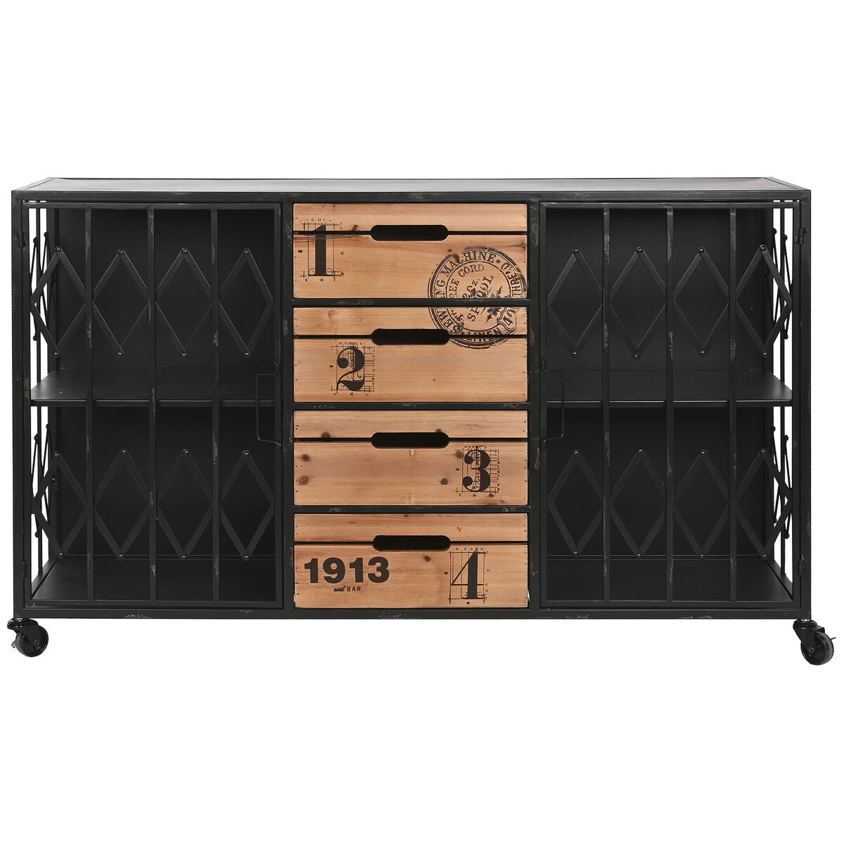 Byrå Home ESPRIT Brun Svart Metall Gran Loft 122,5 x 32,5 x 74 cm - 4