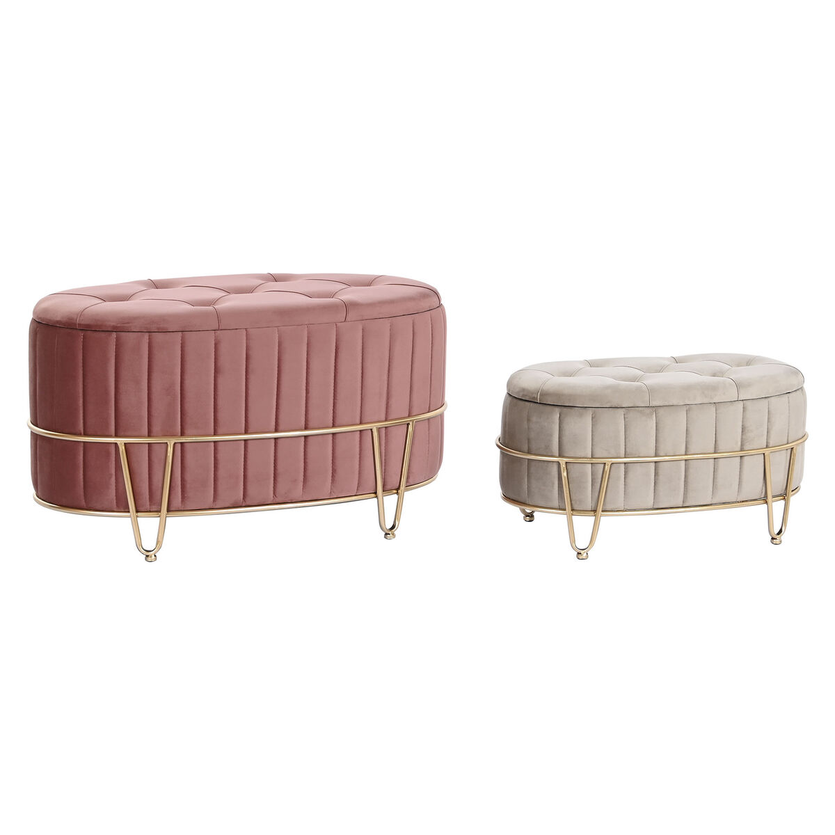 Sittpall DKD Home Decor 80 x 42 x 45 cm Grå Gyllene Metall Bordeaux - 4
